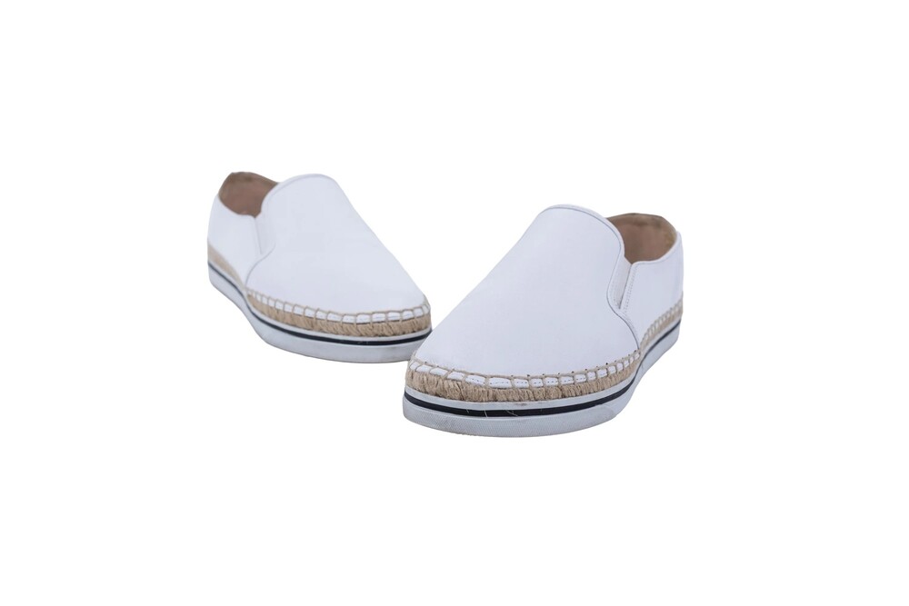 Jimmy Choo White Leather Slip-On Espadrille Size 38